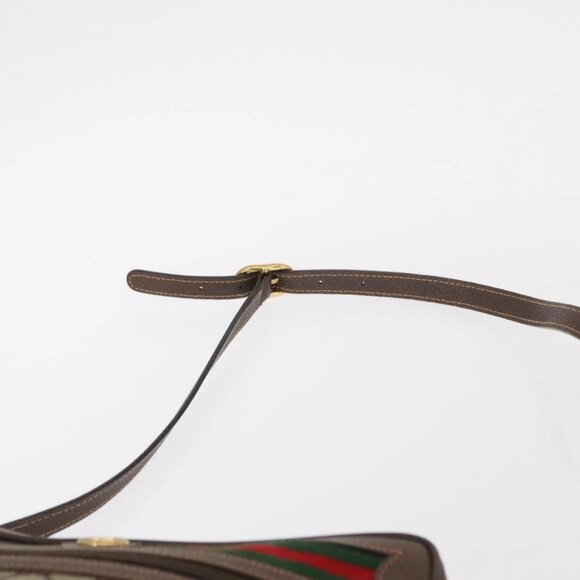 GUCCI GG Supreme Web Sherry Line Bag PVC Beige Gold 56 02 088 Auth 156434 - Picture 9 of 15